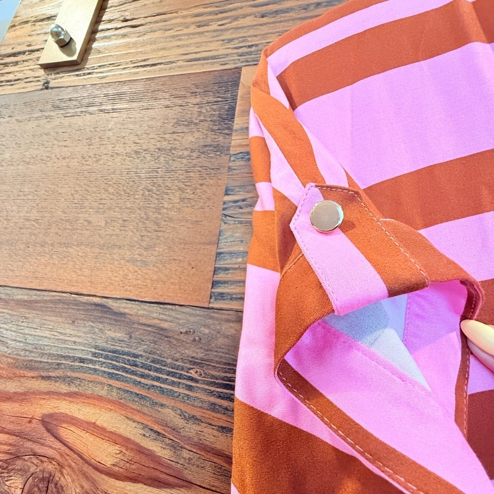 New Denmark ‘Una’ Pink and Brown Striped Midi Dress - Picture 6 of 7